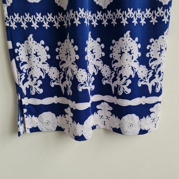 Gerard Blue White Pattern Sleeveless Summer Dress UK 12 Stretch - Picture 3 of 7